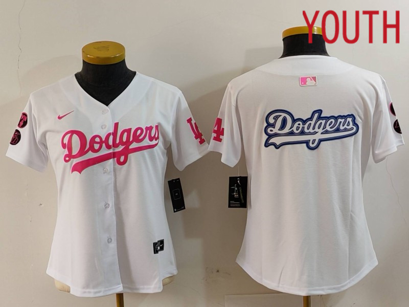 Youth Los Angeles Dodgers Blank White joint name 2024 Nike MLB Jersey style 7